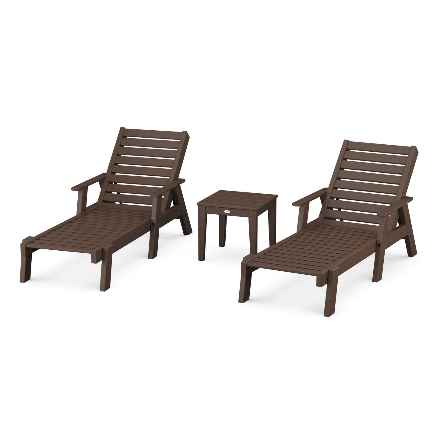 POLYWOOD Captain Chaise 3-Piece Set with Arms — Mahogany