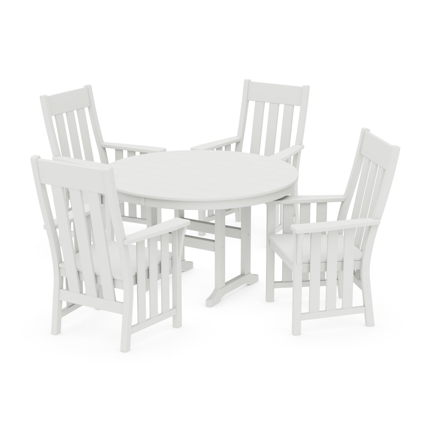 POLYWOOD Acadia 5-Piece Round Farmhouse Dining Set — Vintage White