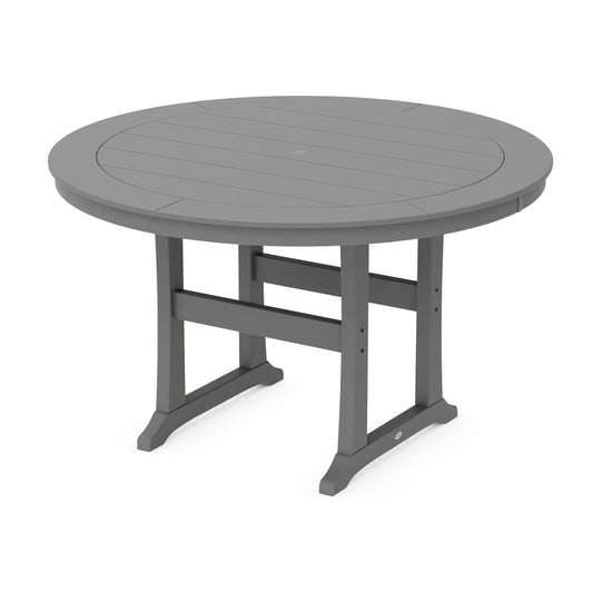 POLYWOOD Nautical Trestle 60" Round Counter Table — Slate Grey
