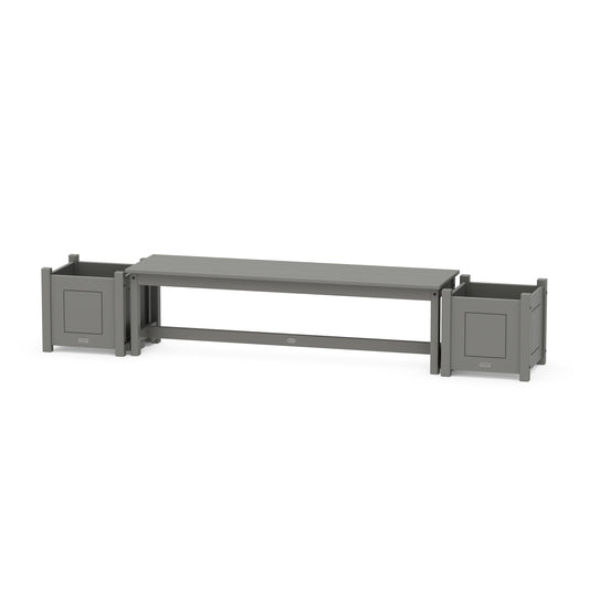 POLYWOOD 60" Country Living Straight Planter Bench Set — Slate Grey