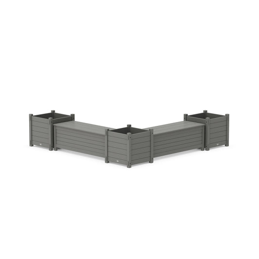 POLYWOOD 48" Nautical L- Shaped Planter Storage Bench Corner Set- Large — Slate Grey