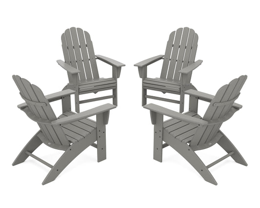 POLYWOOD 4-Piece Vineyard Curveback Adirondack Chair Conversation Set — Slate Grey