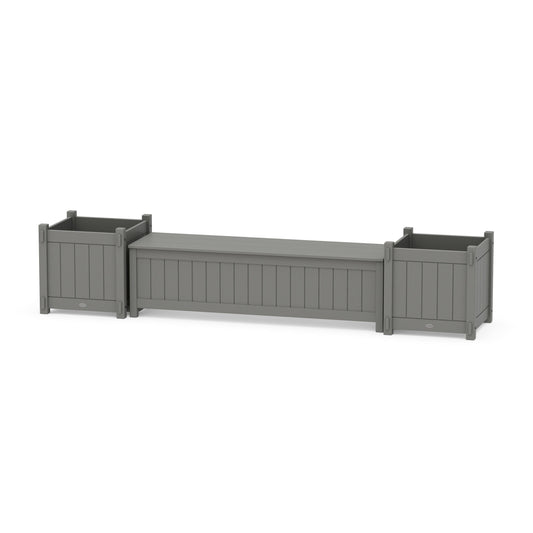 POLYWOOD 60" Vineyard Straight Planter Storage Bench Set- Large — Slate Grey