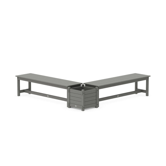 POLYWOOD 60" Nautical L- Shaped Planter Bench Set — Slate Grey