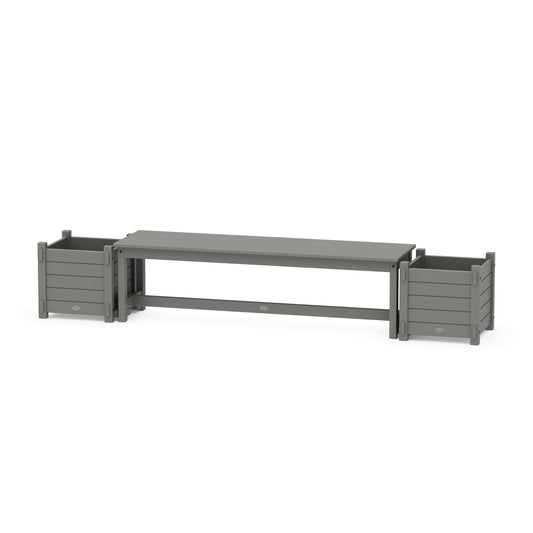 POLYWOOD 60" Nautical Straight Planter Bench Set — Slate Grey