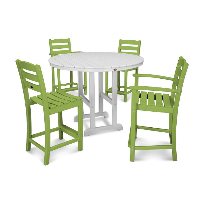 POLYWOOD La Casa Café 5-Piece Round Farmhouse Counter Dining Set/2 Counter Side Chairs + 2 Counter Arm Chairs + Round Counter Table FREE SHIPPING