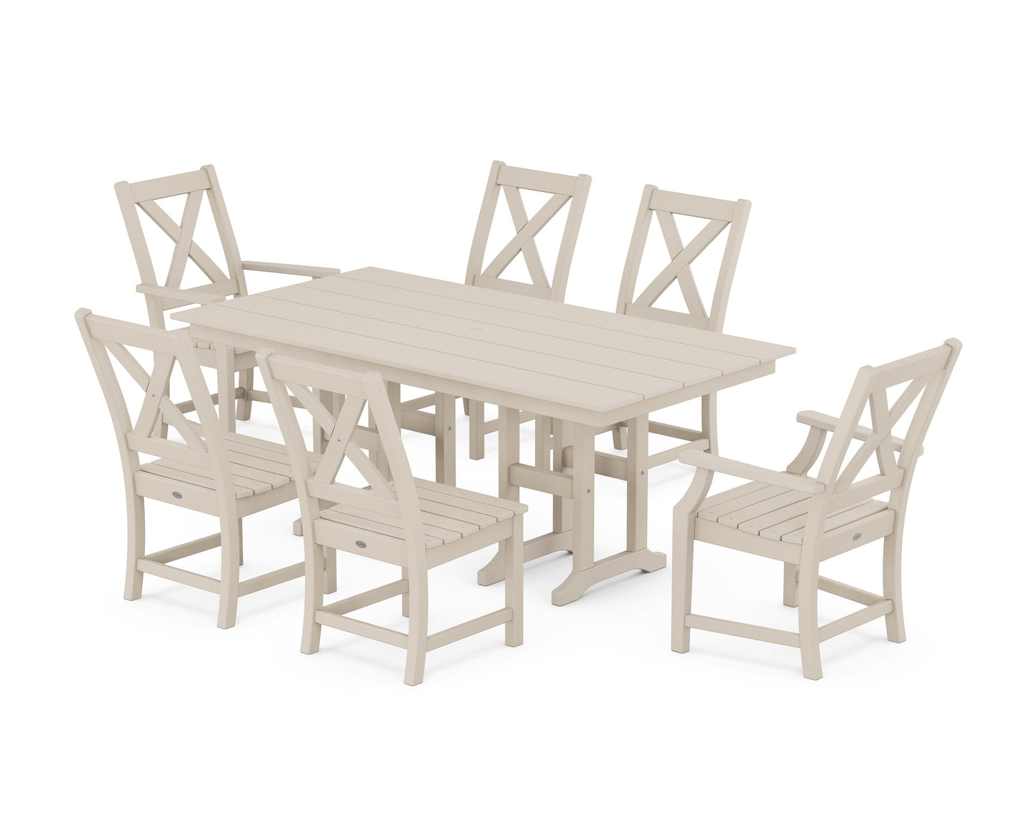 POLYWOOD Braxton 7-Piece Farmhouse Dining Set — Sand