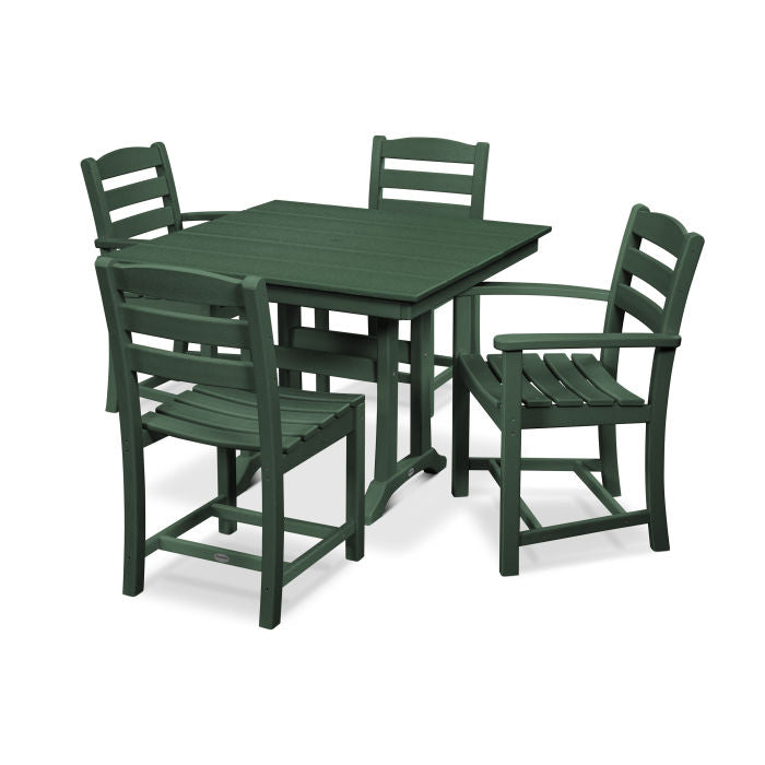 POLYWOOD La Casa Café 5-Piece Farmhouse Dining Set with Trestle Legs/2 Side Chairs + 2 Arm Chairs + Square Dining Table FREE SHIPPING