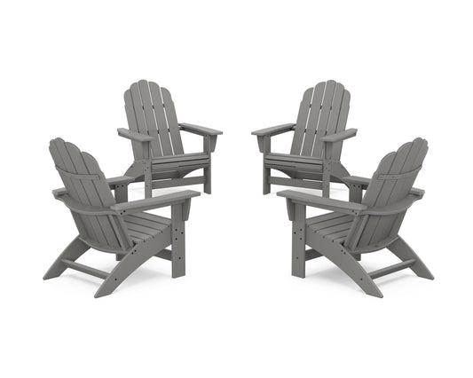 POLYWOOD 4-Piece Vineyard Grand Adirondack Chair Conversation Set — Slate Grey