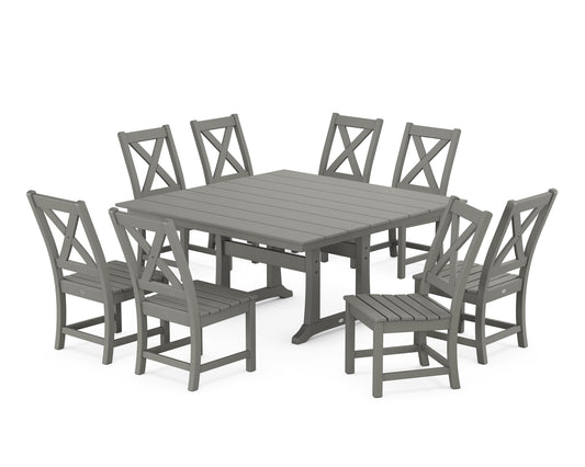 POLYWOOD Braxton Side Chair 9-Piece Farmhouse Dining Set — Slate Grey