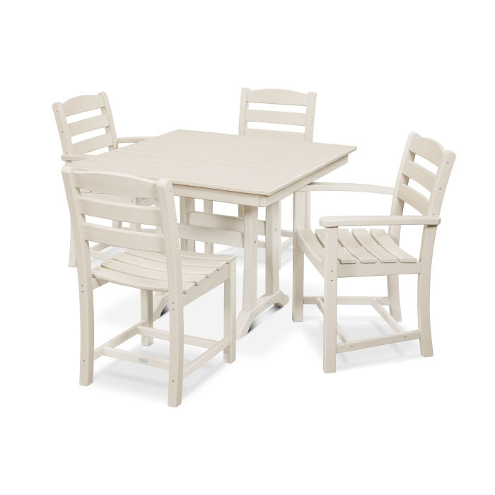 POLYWOOD La Casa Café 5-Piece Farmhouse Dining Set with Trestle Legs/2 Side Chairs + 2 Arm Chairs + Square Dining Table FREE SHIPPING