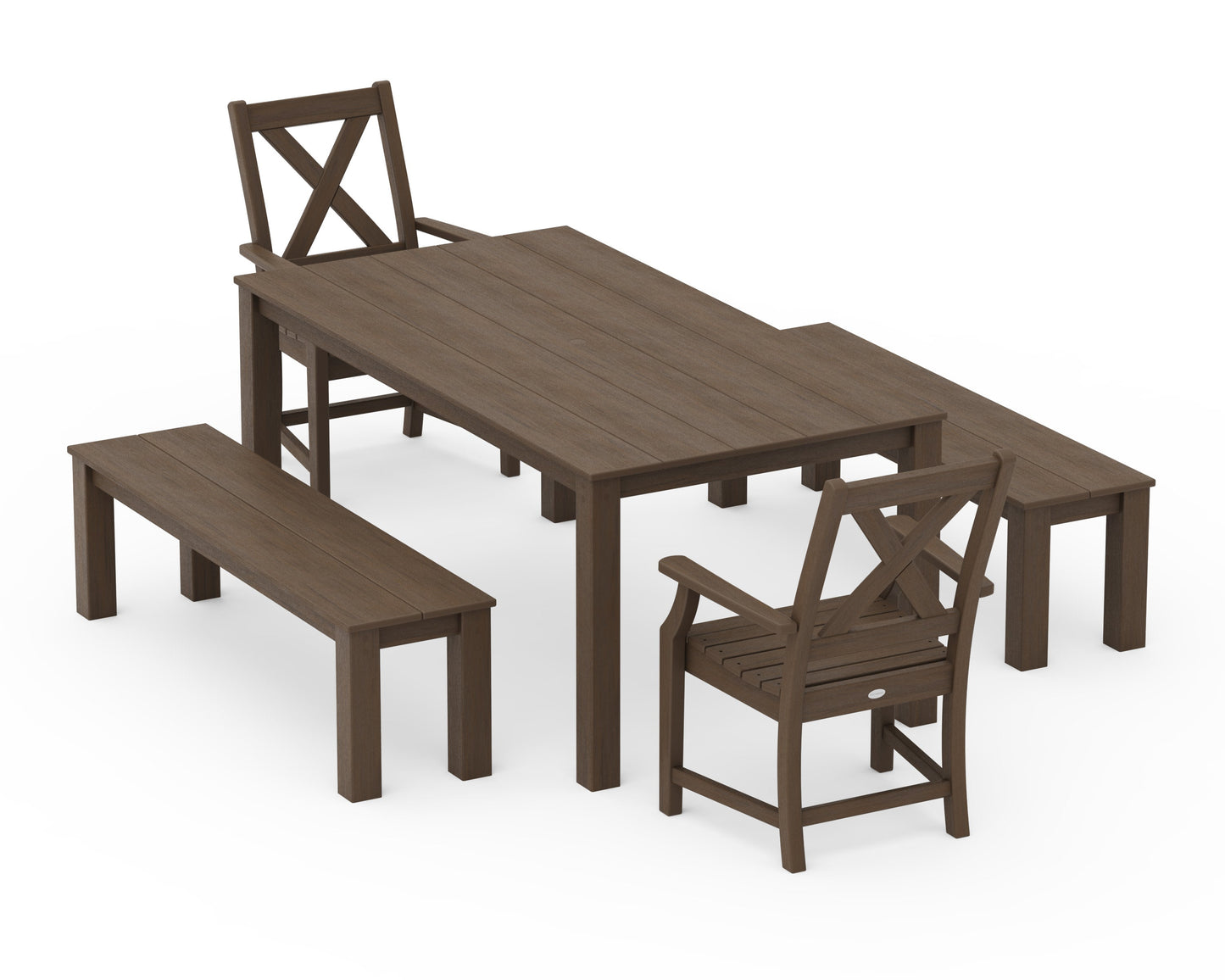 POLYWOOD Braxton 5-Piece Parsons Dining Set with Benches — Kona