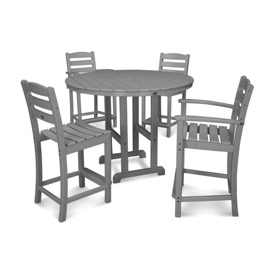 Polywood - La Casa Café 5-Piece Round Farmhouse Counter Dining Set - FREE SHIPPING