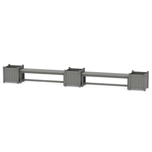 POLYWOOD 60" Vineyard Straight Double Planter Bench Set - Large — Slate Grey