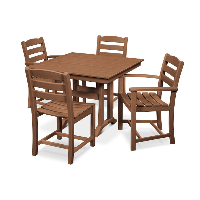 POLYWOOD La Casa Café 5-Piece Farmhouse Dining Set with Trestle Legs/2 Side Chairs + 2 Arm Chairs + Square Dining Table FREE SHIPPING