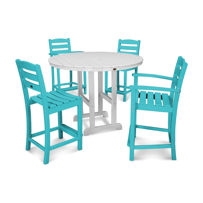 POLYWOOD La Casa Café 5-Piece Round Farmhouse Counter Dining Set/2 Counter Side Chairs + 2 Counter Arm Chairs + Round Counter Table FREE SHIPPING