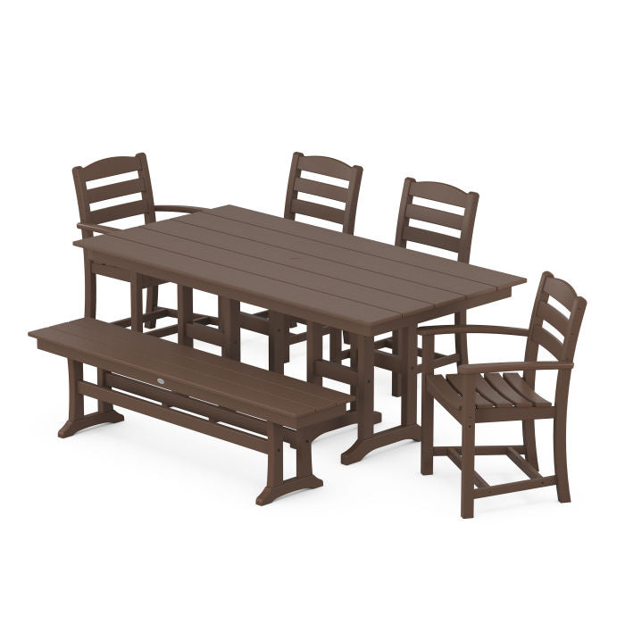 POLYWOOD La Casa Café 6-Piece Farmhouse Dining Set with Bench FREE SHIPPING