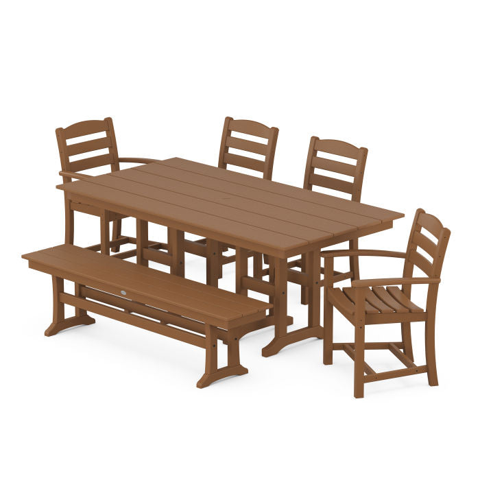 POLYWOOD La Casa Café 6-Piece Farmhouse Dining Set with Bench FREE SHIPPING