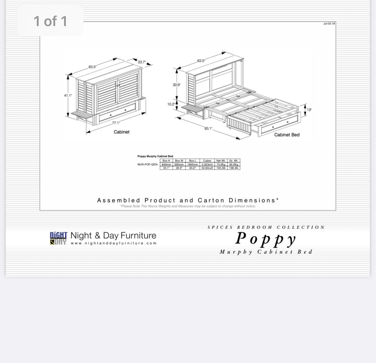 Poppy QUEEN Cabinet Bed - FREE SHIPPING !!!