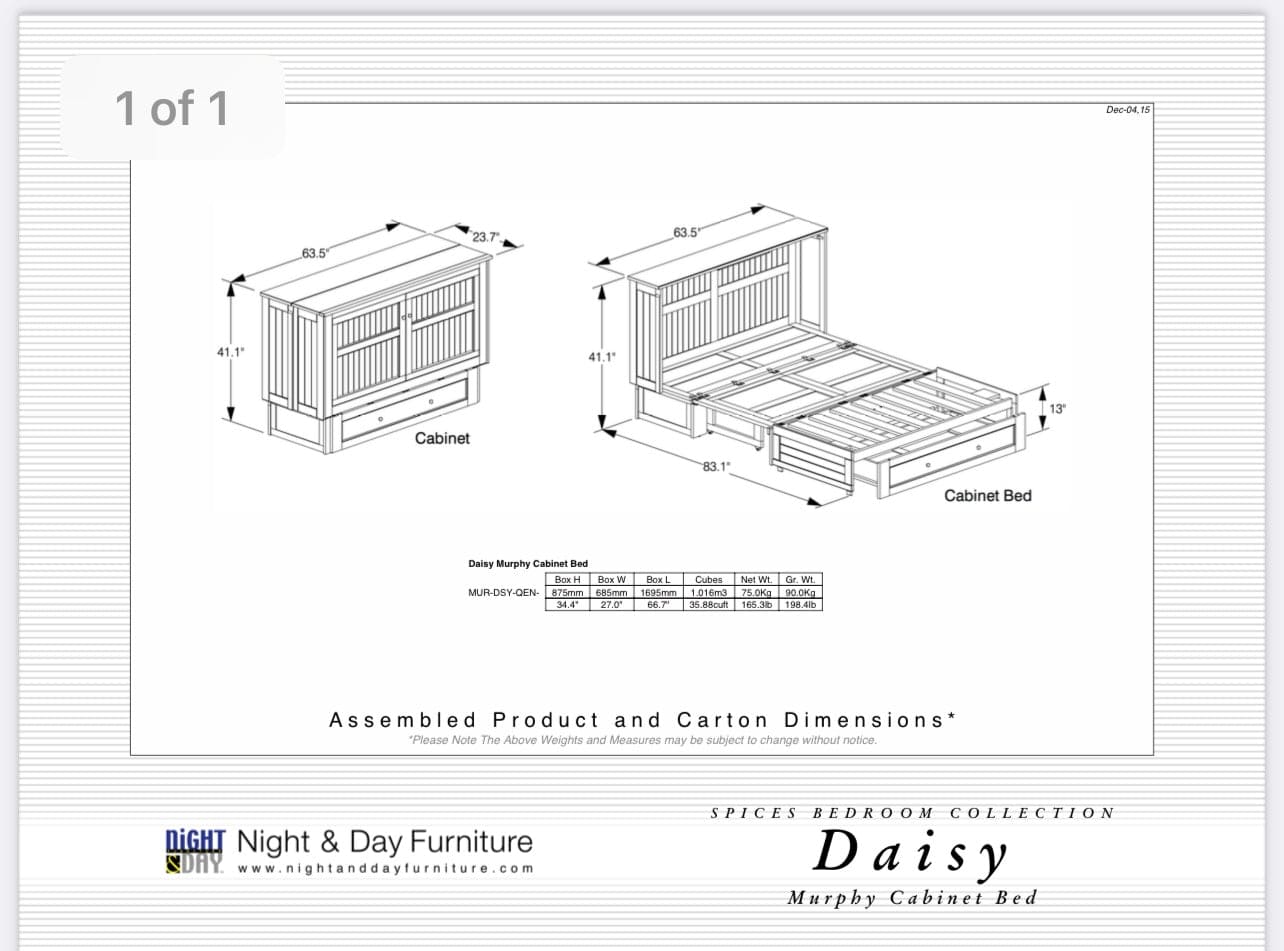 Daisy QUEEN Cabinet Bed FREE SHIPPING !!!