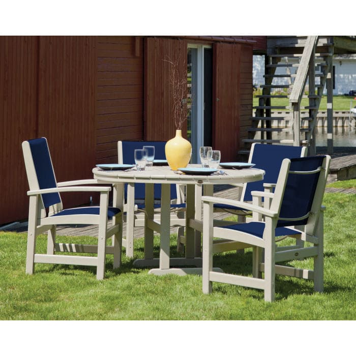 Polywood - Coastal 5-Piece Round Farmhouse Dining Set - FREE SHIPPING
