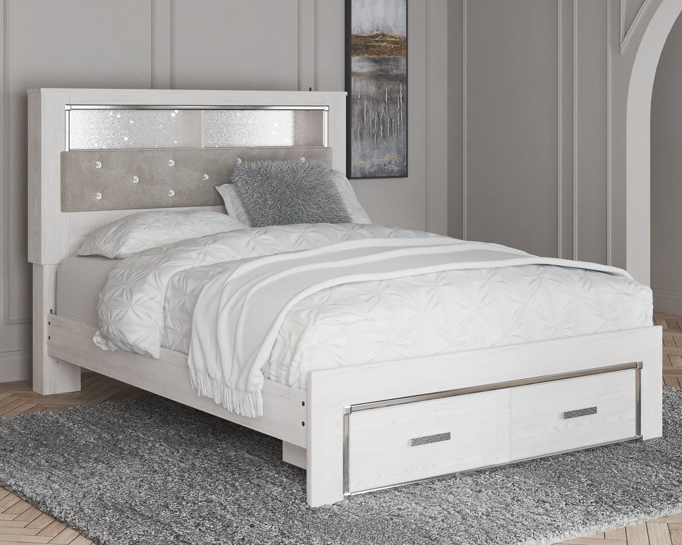 Altyra Upholstered Bookcase Bed With Storage