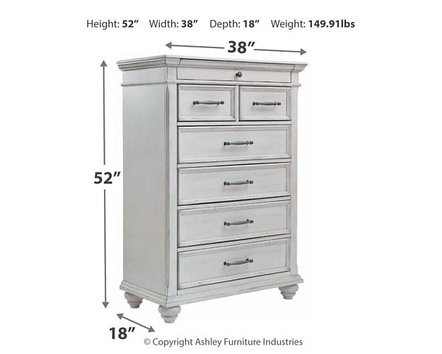 Kanwyn King Panel Bed with Storage with Mirrored Dresser and Chest