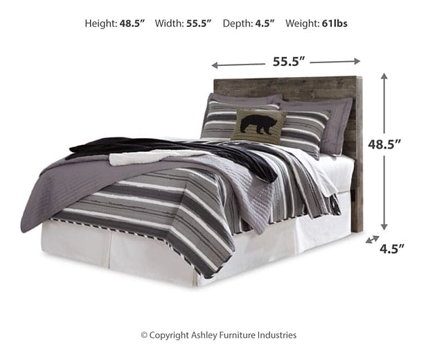 Derekson Full Panel Headboard with Mirrored Dresser and Chest