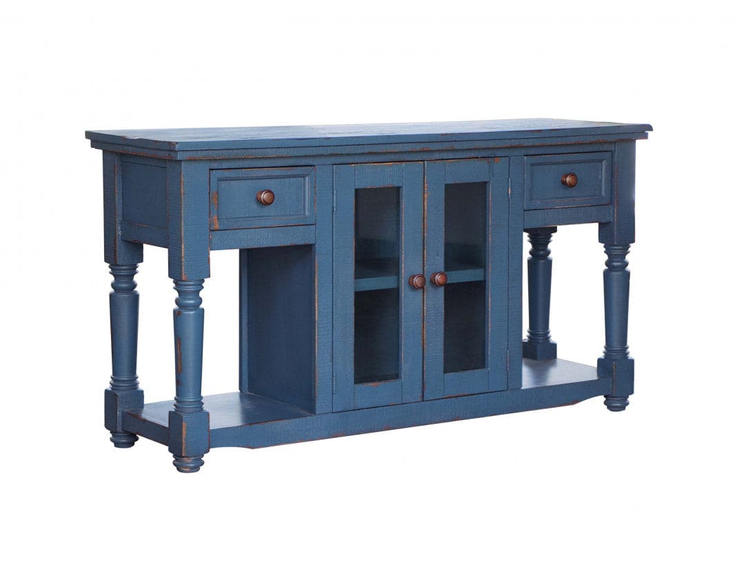1 Door Chair Side Table, Dark Blue finish