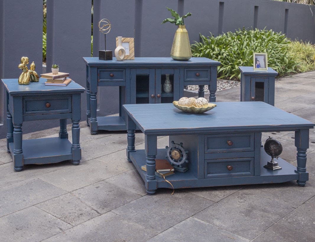 1 Door Chair Side Table, Dark Blue finish