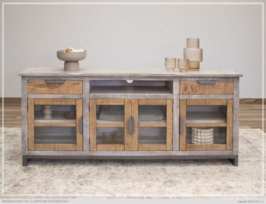 2 Drawer, 4 Glass Doors 70" TV Stand