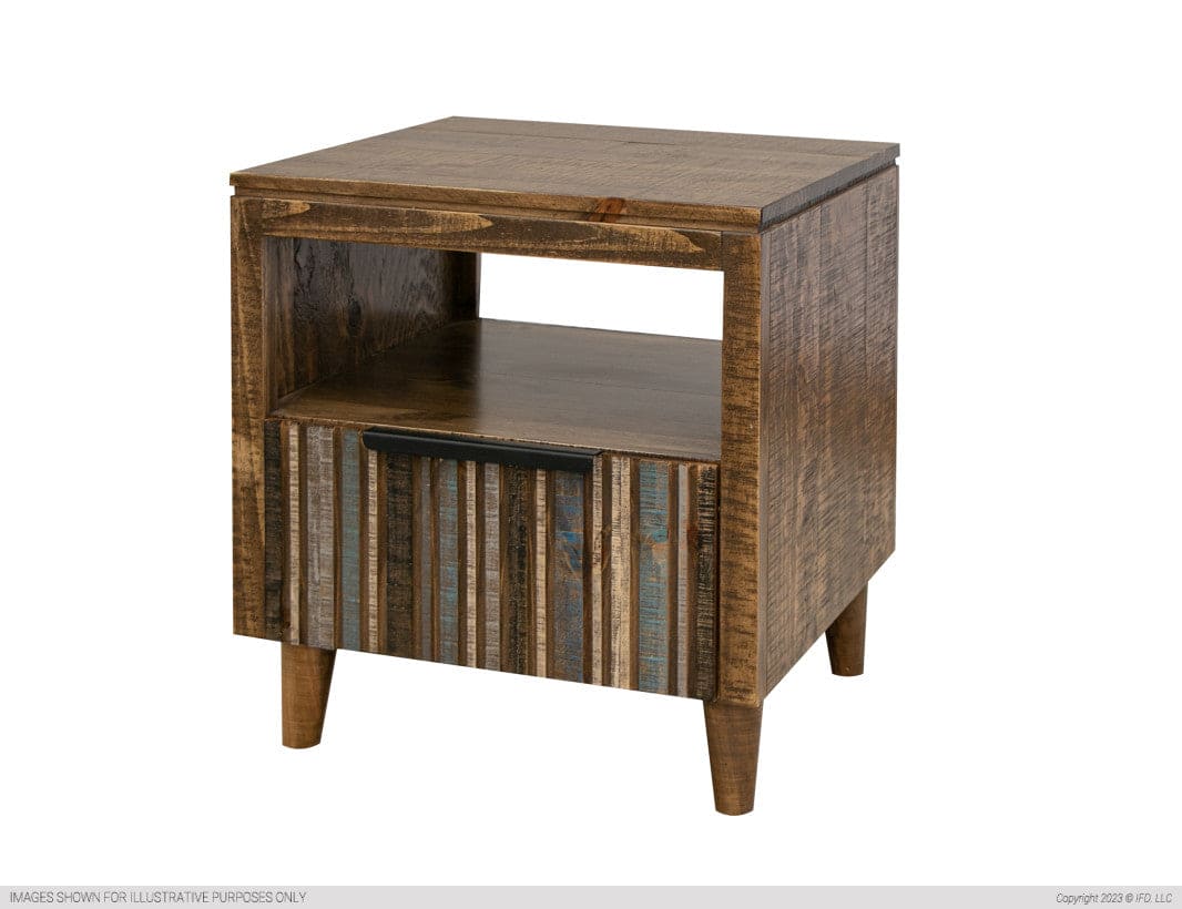 1 Drawer, End Table Blue, w/1 multicolor drawer