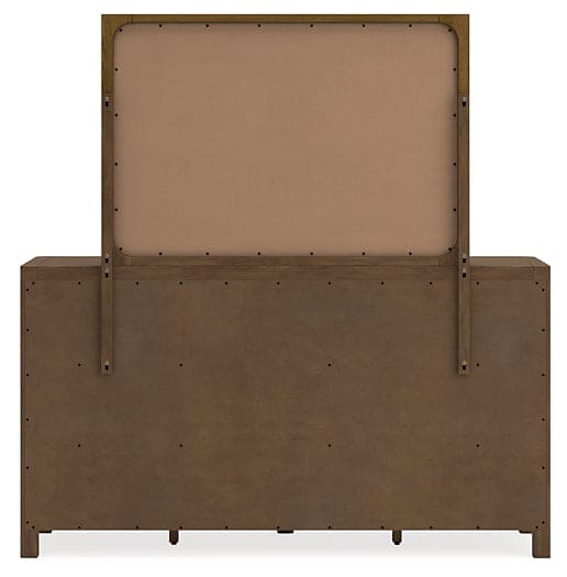 Cabalynn Queen Upholstered Bed with Mirrored Dresser