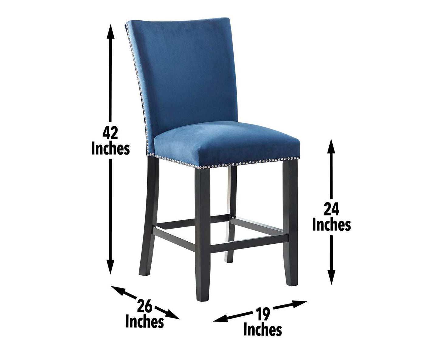 Camila Counter Stool, Blue Velvet