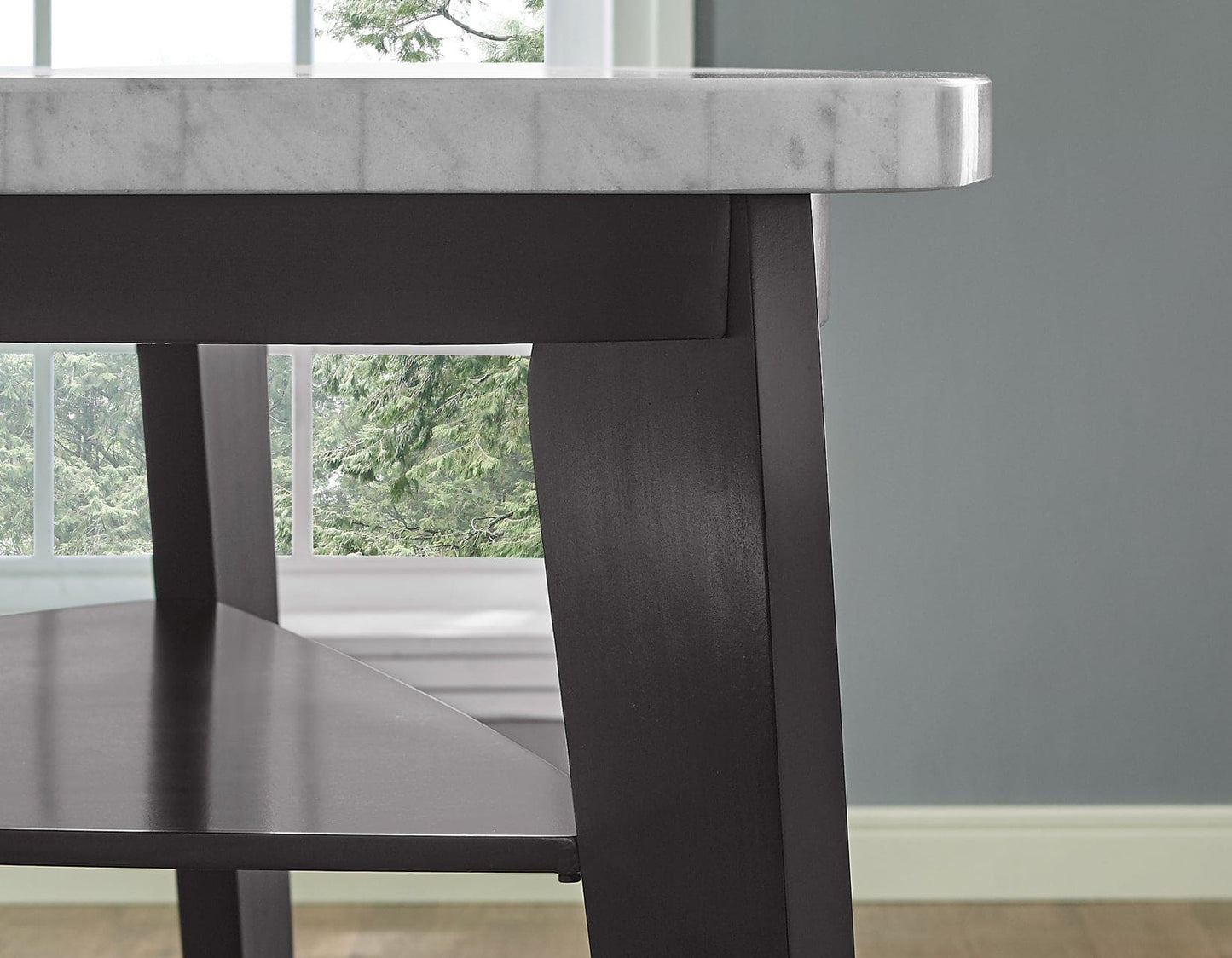 Carrara 6-Piece Marble Counter Dining Set
(Table, Storage Bench & 4 Counter Chairs)