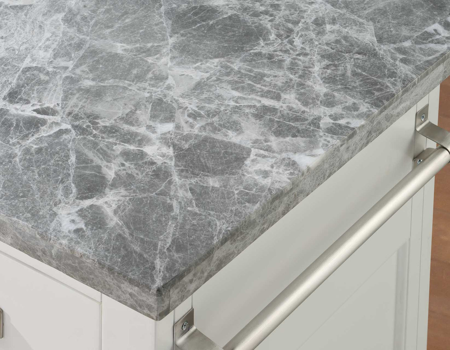 Zermatt 2-Piece Grey Marble Kitchen Island
(Island, 2 Counter Stools)