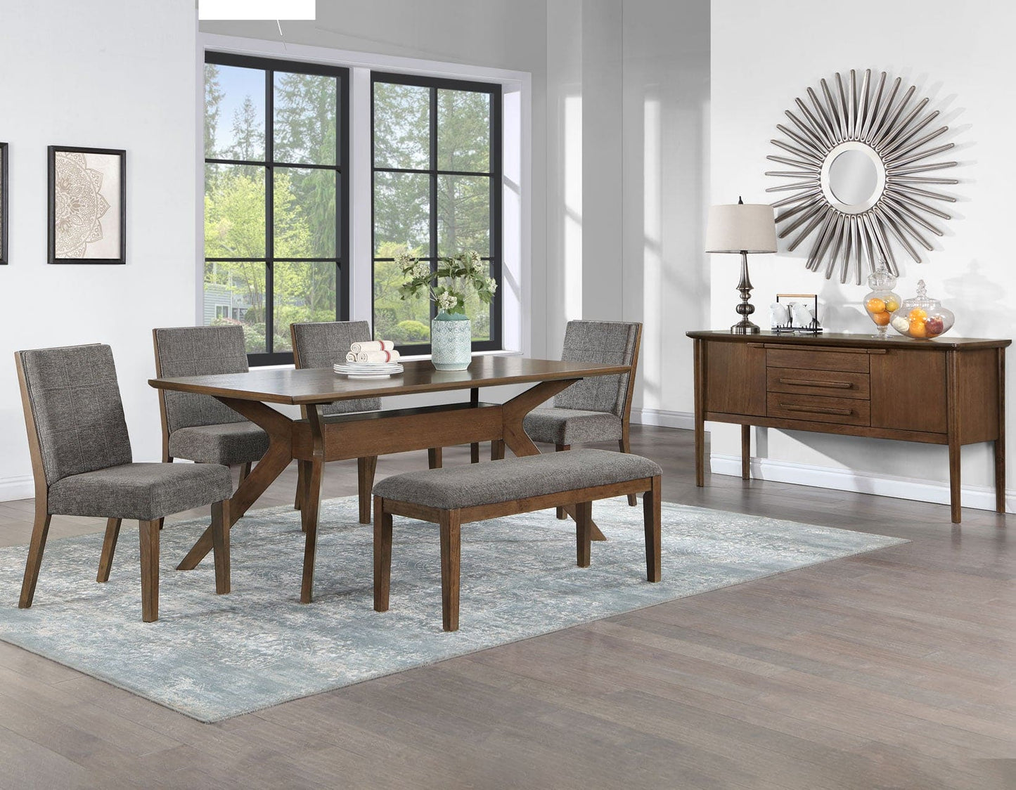 Quinn 6-Piece Dining Set
(Table, Bench & 4 Side Chairs)