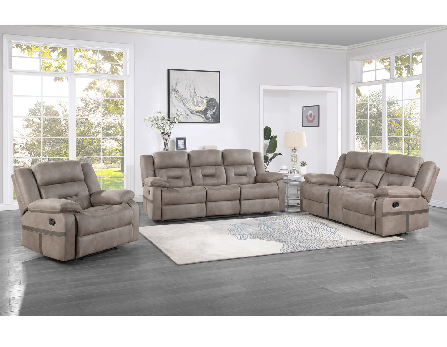 Abilene 3-Piece Manual Reclining Set, Tan
