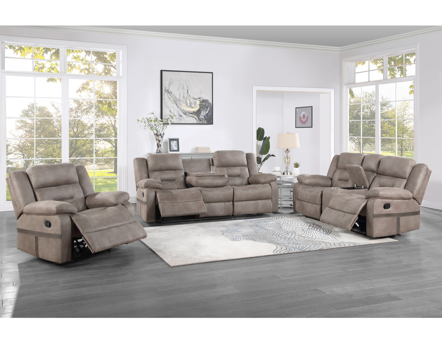 Abilene 3-Piece Manual Reclining Set, Tan
