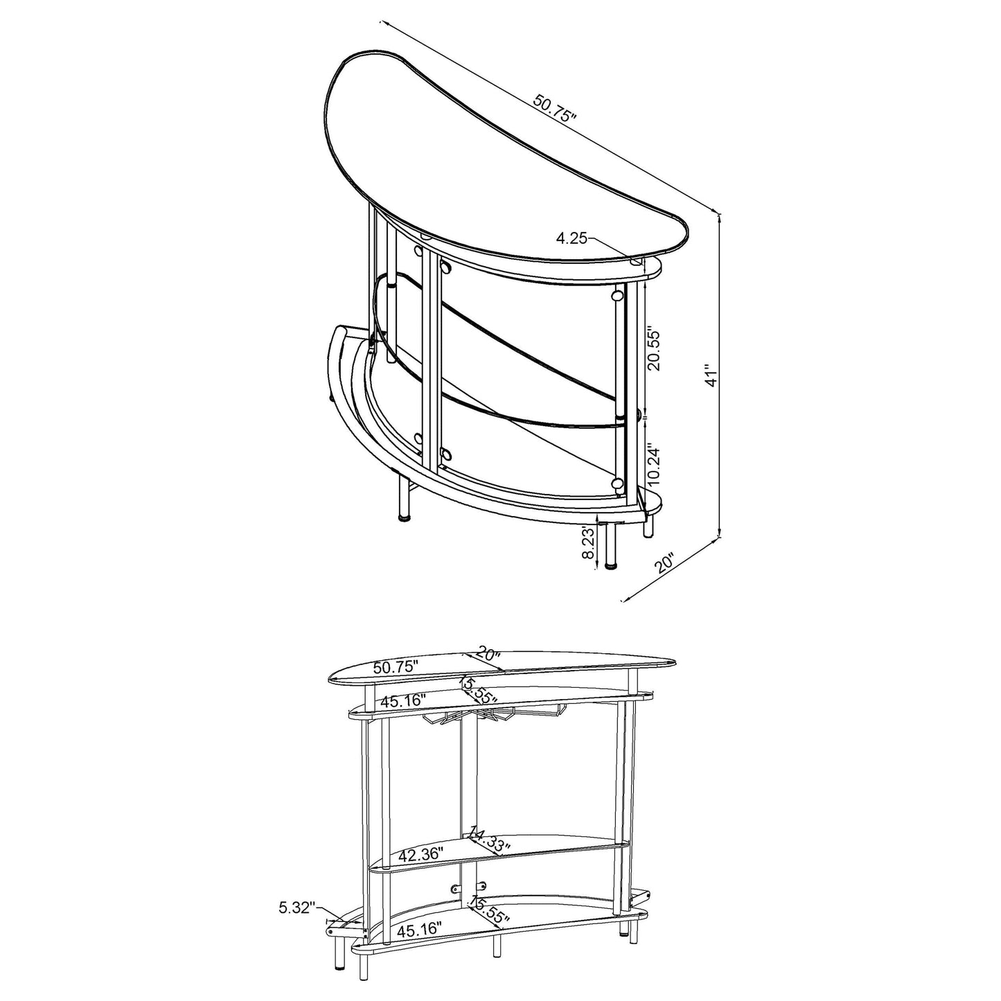 Amarillo Freestanding Glass Top Home Bar Wine Cabinet White