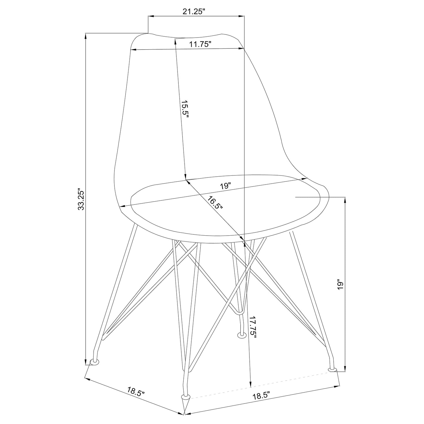 Juniper Polypropylene Dining Side Chair Grey (Set of 2)