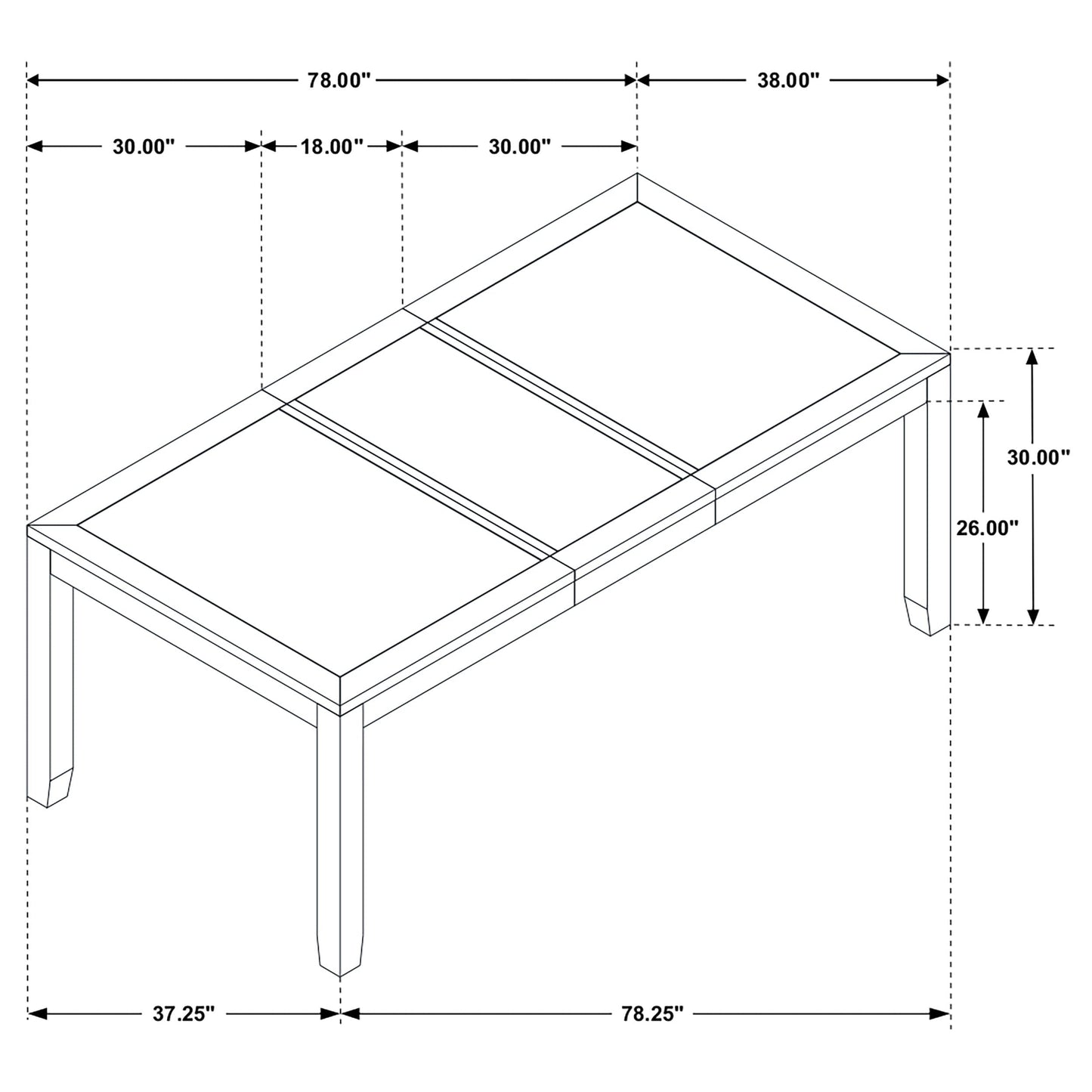 Elodie Rectangular 78-inch Extension Leaf Dining Table Black