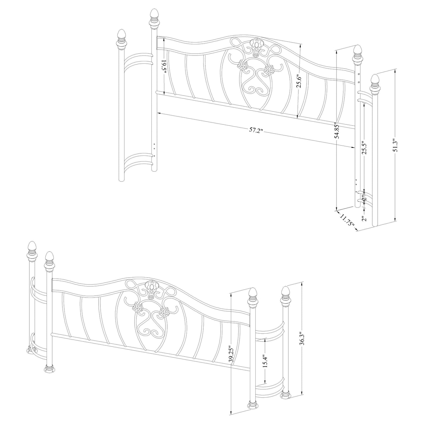 Sydney Queen Headboard and Footboard Brushed Gold