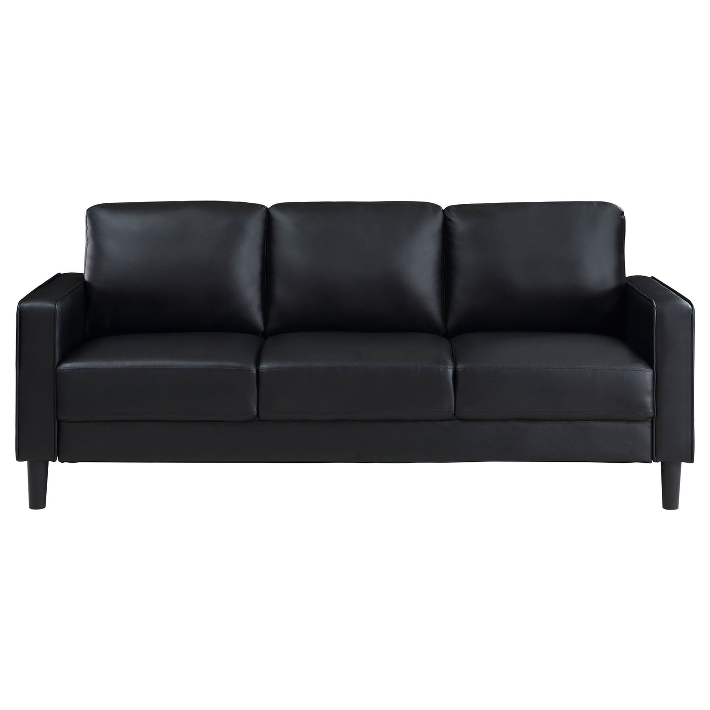 Ruth 2-piece Upholstered Track Arm Sofa Set Black
