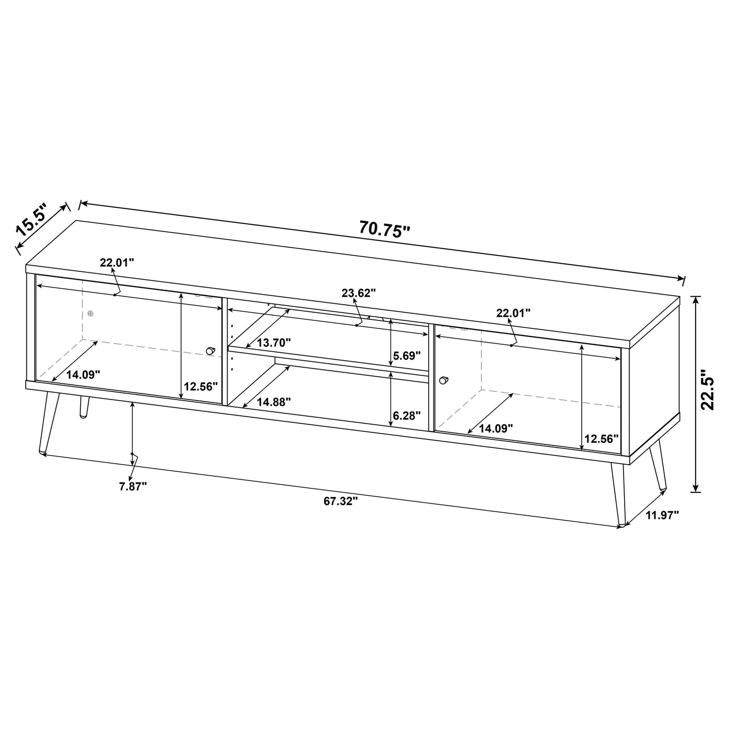 Allie 2-door Engineered Wood 71-inch TV Stand Distressed Pine