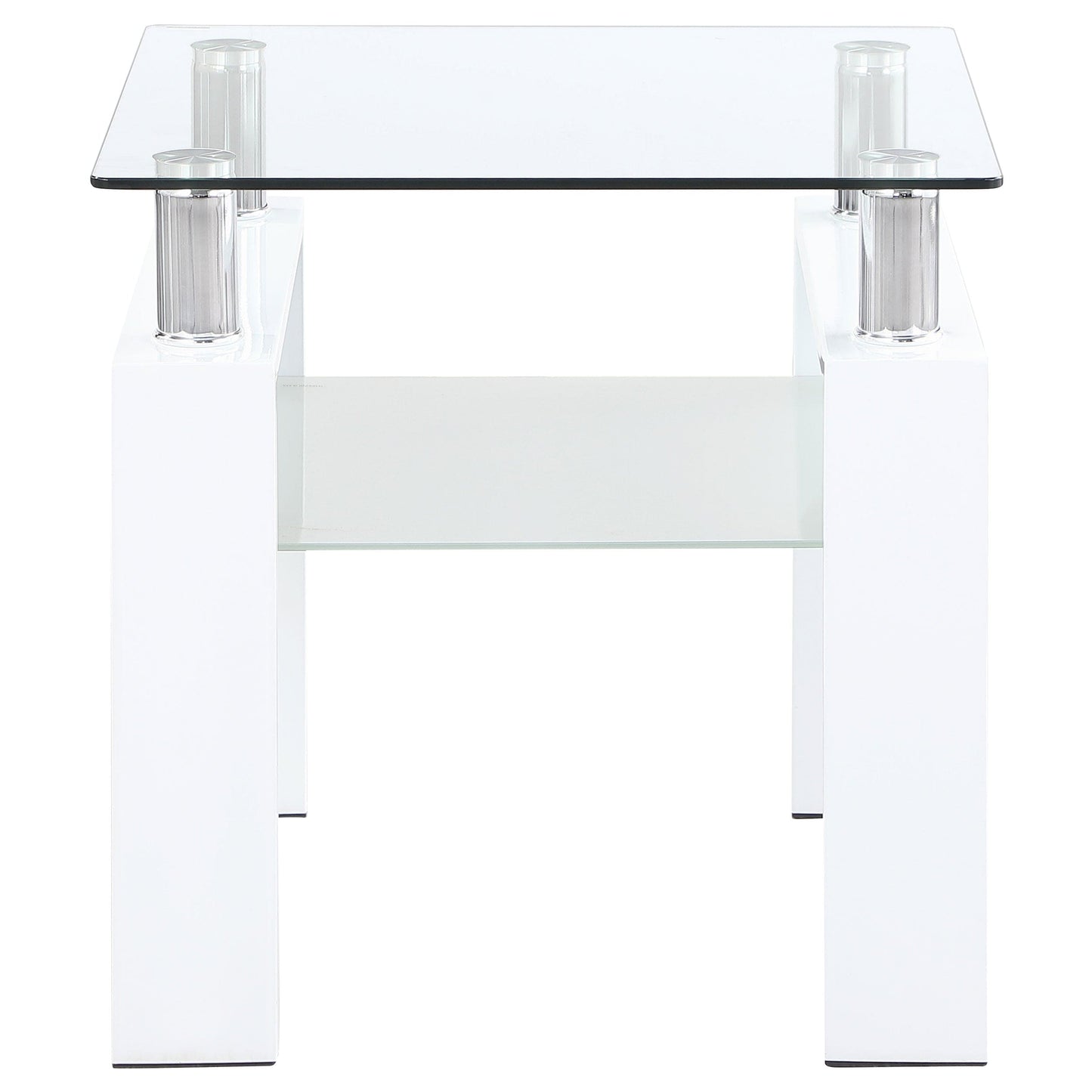 Dyer 1-shelf Square Glass Top Side End Table White