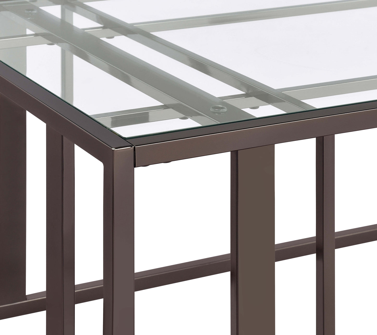 Adri Glass Top Entryway Console Table Black Nickel