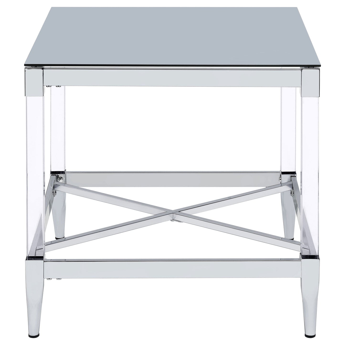 Lindley Square Tempered Mirror Acrylic Side End Table Chrome
