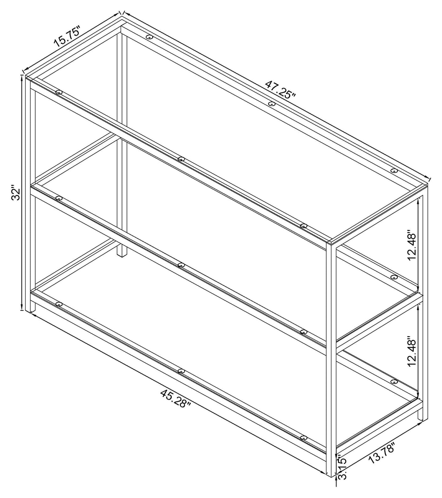 Trini 2-shelf Glass Top Entryway Console Table Black Nickel