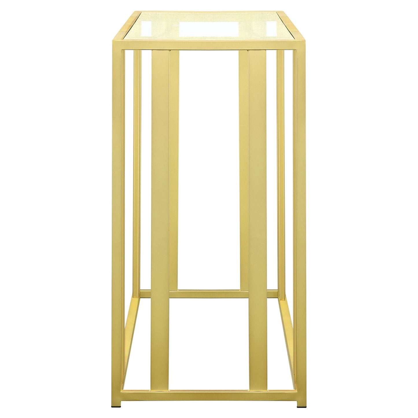 Adri Glass Top Entryway Sofa Console Table Matte Brass